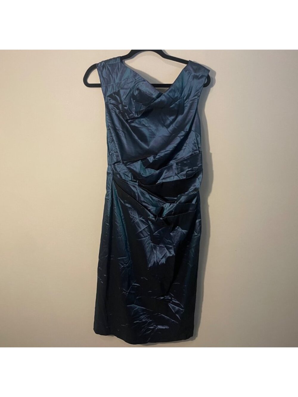 teri jon ruched taffeta cocktail sheath dress